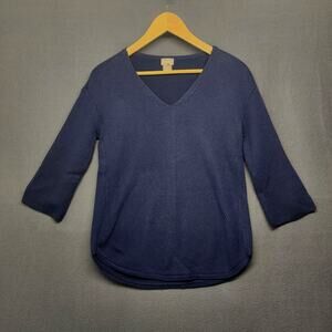 Chicos Top Sweater Womens 0P US Small Petite Navy Blue